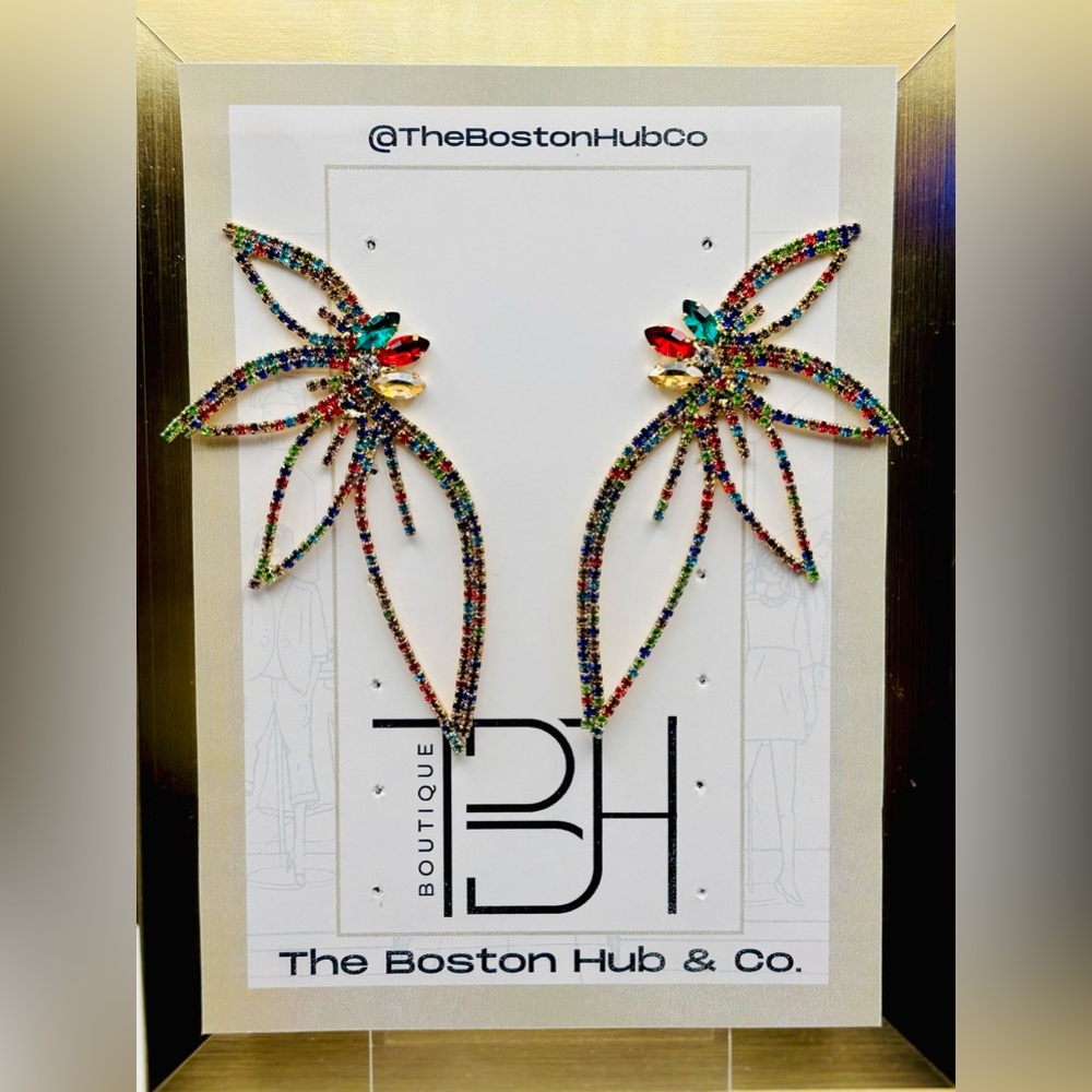 ❣️NEW Large Colorful EARRINGS Costume Jewelry Gold color